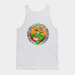 Happy Cinco de Mayo Mexican Fiesta Funny Cactus wearing sombrero Mexican Hat Tank Top